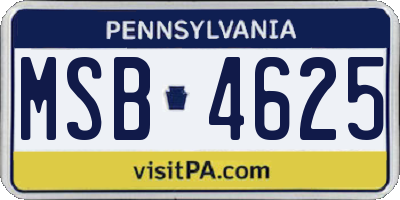 PA license plate MSB4625