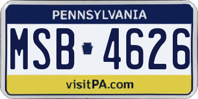 PA license plate MSB4626