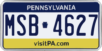 PA license plate MSB4627