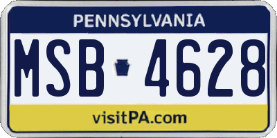 PA license plate MSB4628