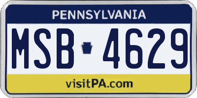 PA license plate MSB4629
