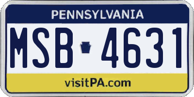 PA license plate MSB4631