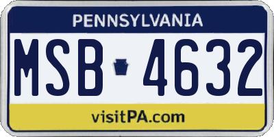 PA license plate MSB4632