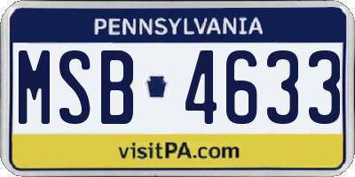 PA license plate MSB4633