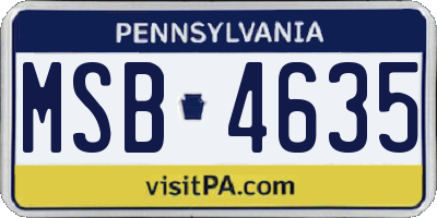 PA license plate MSB4635