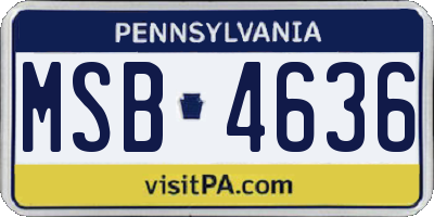 PA license plate MSB4636