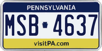 PA license plate MSB4637
