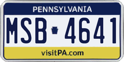 PA license plate MSB4641