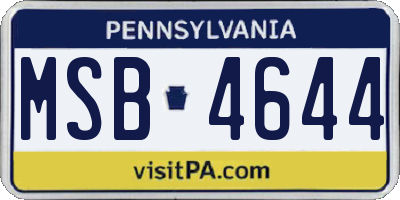 PA license plate MSB4644