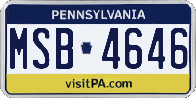 PA license plate MSB4646