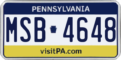 PA license plate MSB4648