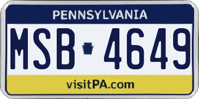 PA license plate MSB4649