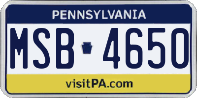 PA license plate MSB4650