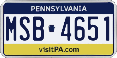 PA license plate MSB4651