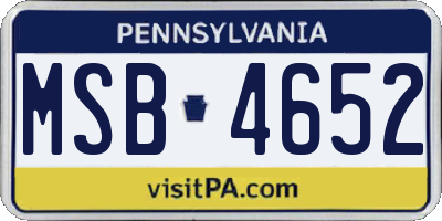 PA license plate MSB4652