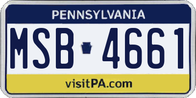 PA license plate MSB4661