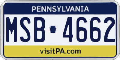 PA license plate MSB4662