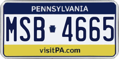 PA license plate MSB4665