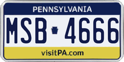 PA license plate MSB4666