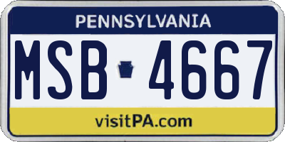 PA license plate MSB4667