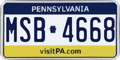 PA license plate MSB4668