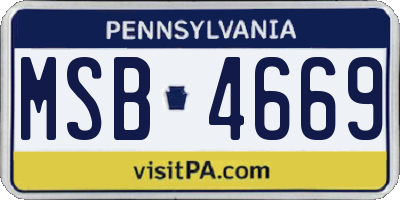 PA license plate MSB4669