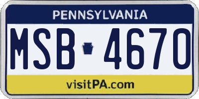PA license plate MSB4670