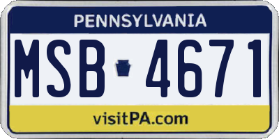 PA license plate MSB4671