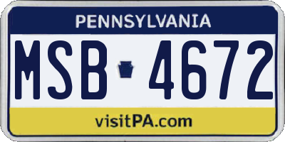 PA license plate MSB4672