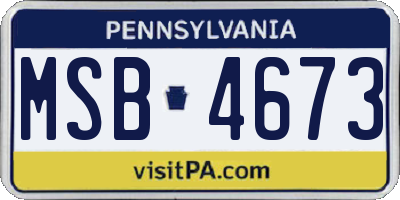 PA license plate MSB4673