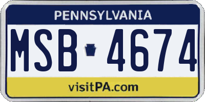 PA license plate MSB4674