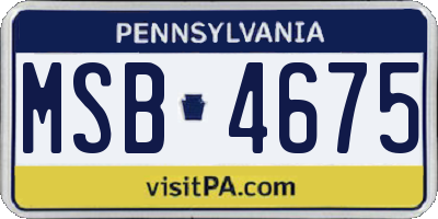 PA license plate MSB4675