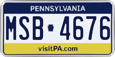 PA license plate MSB4676