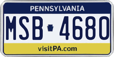 PA license plate MSB4680