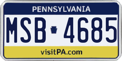 PA license plate MSB4685