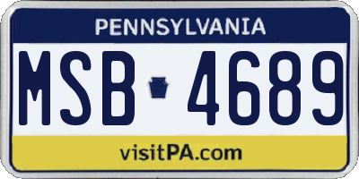 PA license plate MSB4689