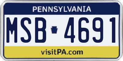 PA license plate MSB4691