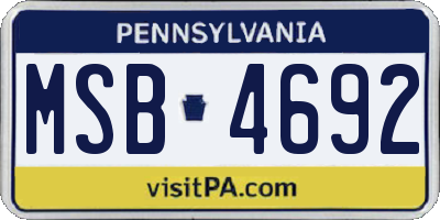 PA license plate MSB4692