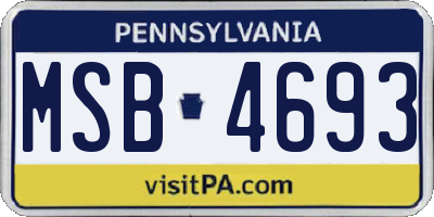 PA license plate MSB4693