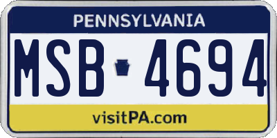 PA license plate MSB4694