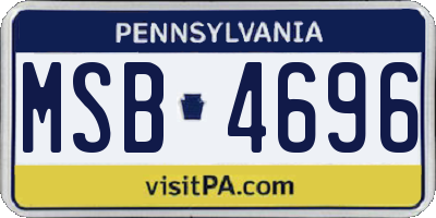 PA license plate MSB4696