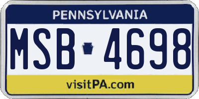 PA license plate MSB4698