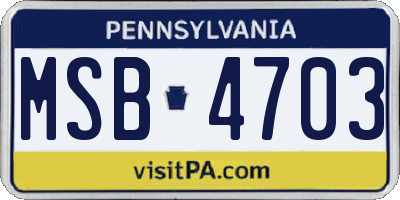 PA license plate MSB4703
