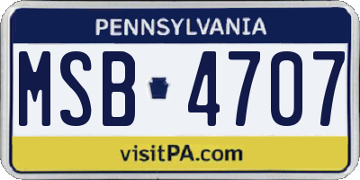 PA license plate MSB4707
