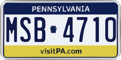 PA license plate MSB4710