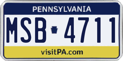 PA license plate MSB4711