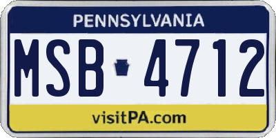PA license plate MSB4712