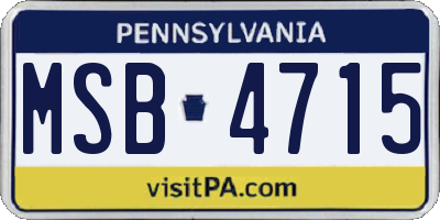 PA license plate MSB4715