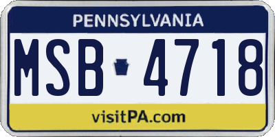 PA license plate MSB4718