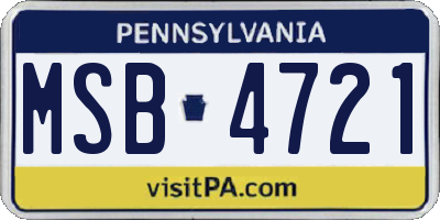 PA license plate MSB4721